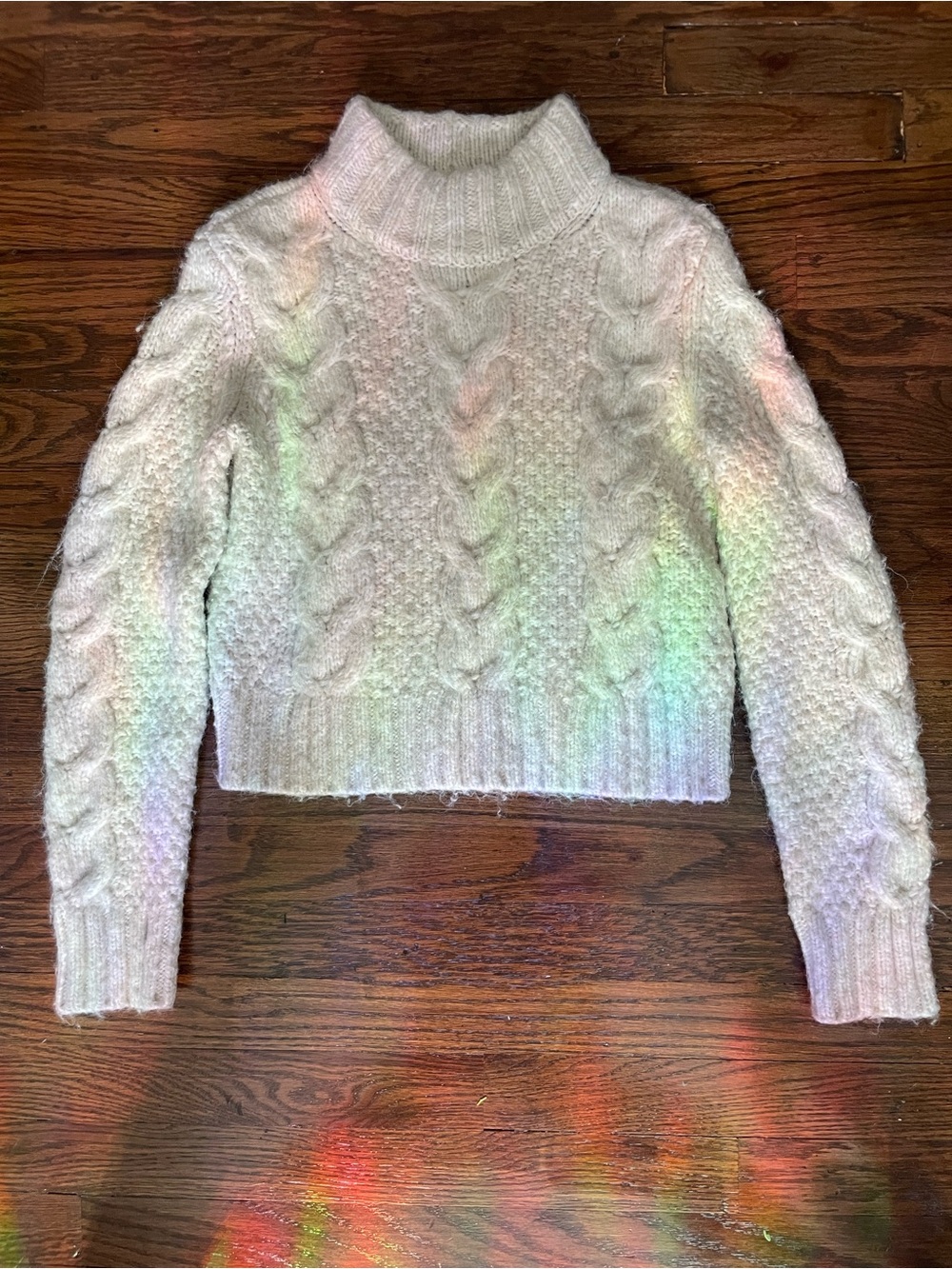 American Eagle Outfitters Cream Cable Turtleneck Sweater